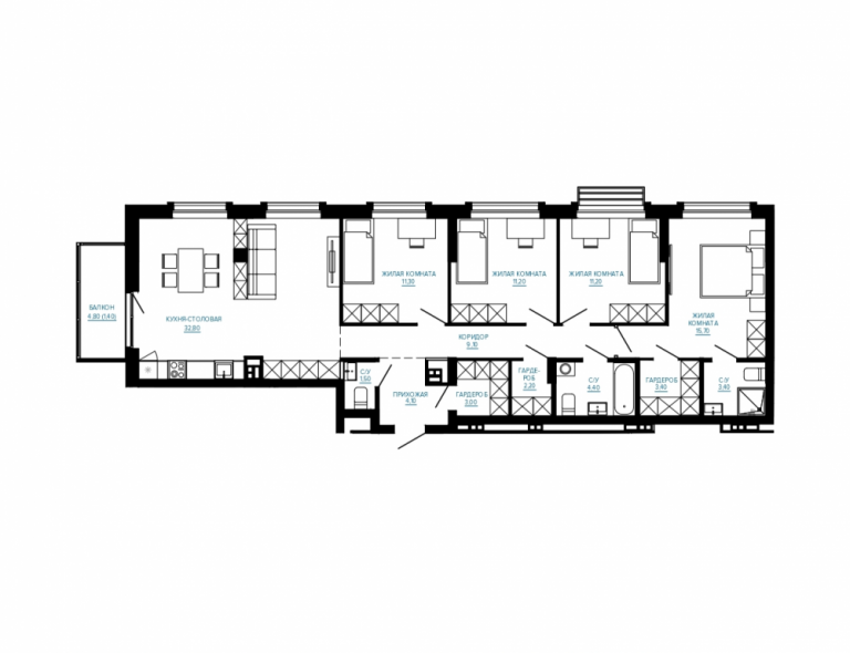 Планировка 4-комн.